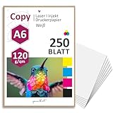 younikat DIN A6 Kopierpapier I 120 g/m² I 250 Blatt in weiß I Papier Blanko...