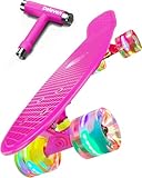 Deleven Skateboard mit LED Rollen, Skate Tool und ABEC 7 Lager - Kinder...