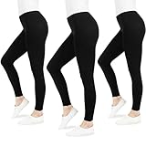 FM London 3er-Pack Damen Casual Leggings - Nicht durchsichtige Leggings für...