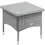 Casaria® Beistelltisch Polyrattan Grau 50x50cm Wetterfest Höhenverstellbar...