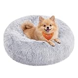 Feandrea Hundebett flauschig, Katzenbett, Donut Kissen, waschbar, Polsterung in...