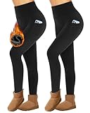 Missluck 2er Pack Thermo Leggings mit Taschen Damen im Winter, High Waist...