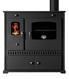 EEK A+ Kaminofen mit Backfach und Herdplatte Perfect Eco Schwarz Holzofen 7 kW...