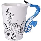 eKsdf Keramiktasse Musik Motiv Kaffeebecher mit Saxophon Henkel Lustige Teetasse...