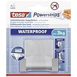 tesa Powerstrips Doppelhaken Waterproof Zoom - selbstklebender Haken für Dusche...