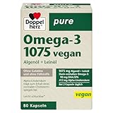 Doppelherz pure Omega-3 1075 vegan - Algenöl + Leinöl - Alpha-Linolensäure...