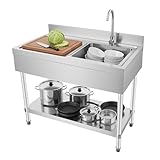 LENJKYYO Edelstahl Küchenspüle Spültisch, 1 Becken Spülenschrank mit Spüle...
