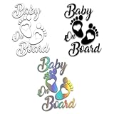 Aufkleber Baby an Bord - 3 Stück Kinder an Bord Footprint Auto-Warnaufkleber,...