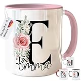 Tasse personalisiert Wunschname Monogram Initiale Kaffeetasse mit Buchstabe...