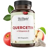 Quercetin 500 mg hochdosiert (180 Kapslen) mit Vitamin C - Vegan - Quercetin...