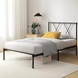 Zinus Elias Bett 90x200 cm – 30 cm hoch – Metallbettgestell mit Kopfteil –...