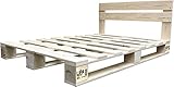 LIPA Massivholzbett Palettenbett mit Kopfteil Bett Holz 140x200 Holzbett 140cm...