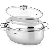 KLAMER Bräter Mit Deckel 41 cm, Backofengeeignet, 8,5L XXL Mit 4L Deckelpfanne,...