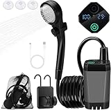 Campingdusche Tragbare mit Pumpe, Camping Dusche mit Wiederaufladbarem 6000mAh...