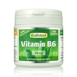 Greenfood - Vitamin B6-20 mg - Hochdosiert - 180 vegane Kapseln - Gut für die...