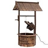 Outsunny Springbrunnen aus Holz Outdoor Gartenbrunnen mit plätscherndem Wasser...