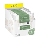 LILLYDOO green Natürliche Feuchttücher, 600 Stück (10 x 60), 100%...
