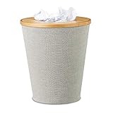 Relaxdays Papierkorb Bambus, runder Abfallkorb mit Inneneimer und magnetisch...