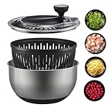 SILBERTHAL Salatschleuder Edelstahl 4,5l groß & rutschfestem Boden - Salad...