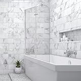 Jiubiaz Duschwand für Badewanne 100x140cm, 2 Teilige Faltbare Glas...