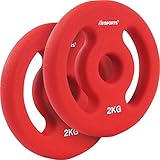 ScSPORTS® Neopren Hantelscheiben - Set: 2 x 2 kg, Ø 31mm, Gusseisen, Rot -...