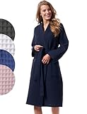 Morgenstern Bademantel Damen Waffelpique Leicht Baumwolle Größe S Marine Blau