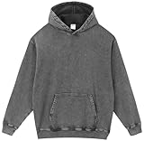 PADOLA Oversized Hoodie Pullover Herren Ausgewaschener Kapuzenpullover Dicke...