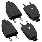 4 Stück Eurostecker Flach, Eurostecker Flach 250V 2.5A,Stromstecker Flacher, Eurostecker Flach, Flachstecker, Schuko Stecker Flach, Stromstecker für Europa (schwarz)