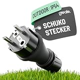 greate 230V Schuko Stecker wasserdicht nach IP54 - Schukostecker Außenbereich...