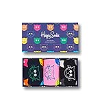 Happy Socks 3-Pack Mixed Cat Socks Set, farbenfrohe und verspielte, Socken für...
