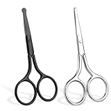 2 Stück Edelstahl Nasenhaarschere mit Runder Spitze, 10cm Bartschere...