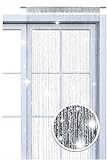 Faden-Vorhang Glitzer-Vorhang oekoTex 90x245 cm - Silber-Silber glänzender Deko...