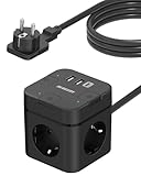 Steckdosenwürfel mit USB C, 3 Fach Mehrfachsteckdose Cube Flachstecker mit...