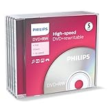 Philips DVD+RW Rohlinge High-Speed (4.7 GB / 120 Minuten Video, 1-4x Speed, 5er...
