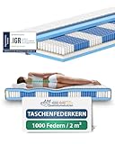 AM Qualitätsmatratzen Deluxe Taschenfederkernmatratze 90x200cm H3 24cm - Made...