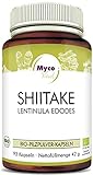 MycoVital Bio Shiitake Pilzpulver-Kapseln 93 Stück je 450 mg aus deutschem Anbau - 100% Vegan & Ohne Zusätze