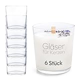 KONZEPT Kerzengläser 300ml, 9x8cm - 6 er Gläser für Kerzen, Dekoratives...