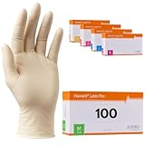 Latexhandschuhe 100 Stück | M | Puderfreie Latex Handschuhe Weiß | Texturiert,...