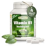 Vitamin B1, hochdosiert, 250mg - 120 Kapseln, vegan. Vitamin B 1 (Thiamin) -...