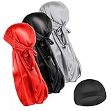 Sibba Silky Durags Für Männer Frauen 3 Stück 360 Wellen Mit 1 Wellenkappe...