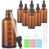 GROFIS 6 Stück Pipettenflasche 50ml, Anti-UV Tropfflasche aus Braunglas,...