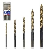 TJR® 4-10mm Spiralbohrer HSSE Cobalt 5% M35 mit Stufen-Spitze, 5-teiliges Set...