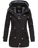 MARIKOO Damen Jacke Frühling Übergangsjacke leicht Parka Mantel Kapuze B690...