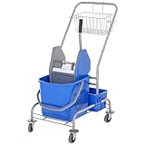 HOMCOM Putzwagen Reinigungswagen Fahreimer Putzeimer 25 Liter Wischwagen mit...