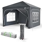 VOUNOT® Pavillon 3x3m mit 4 Seitenteilen & 4 Sandsäcke, Pop Up Faltpavillon,...