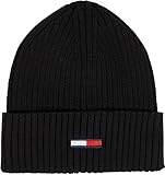 Tommy Jeans Herren Strickmütze Flag Rib Beanie Wintermütze, Schwarz (Black),...