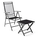 Nexos Trading Klappstuhl Gartenstuhl Campingstuhl Liegestuhl mit Hocker –...