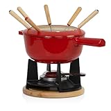 Mahlzeit Gusseisen Fondue Set für 6 Personen | 2 Liter | Fondueset 13 teilig...