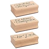 Ideen mit Herz Stempel-Set | 3 Holzstempel mit Sprüchen | je 6,5cm x 4cm x...