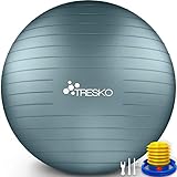 TRESKO Gymnastikball mit GRATIS Übungsposter inkl. Luftpumpe - Yogaball...